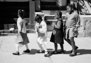 Girls Playing on Sidewalk