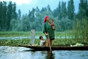 Kashmir-Woman with Children in Shikara
