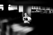 Girl Reading in Library
